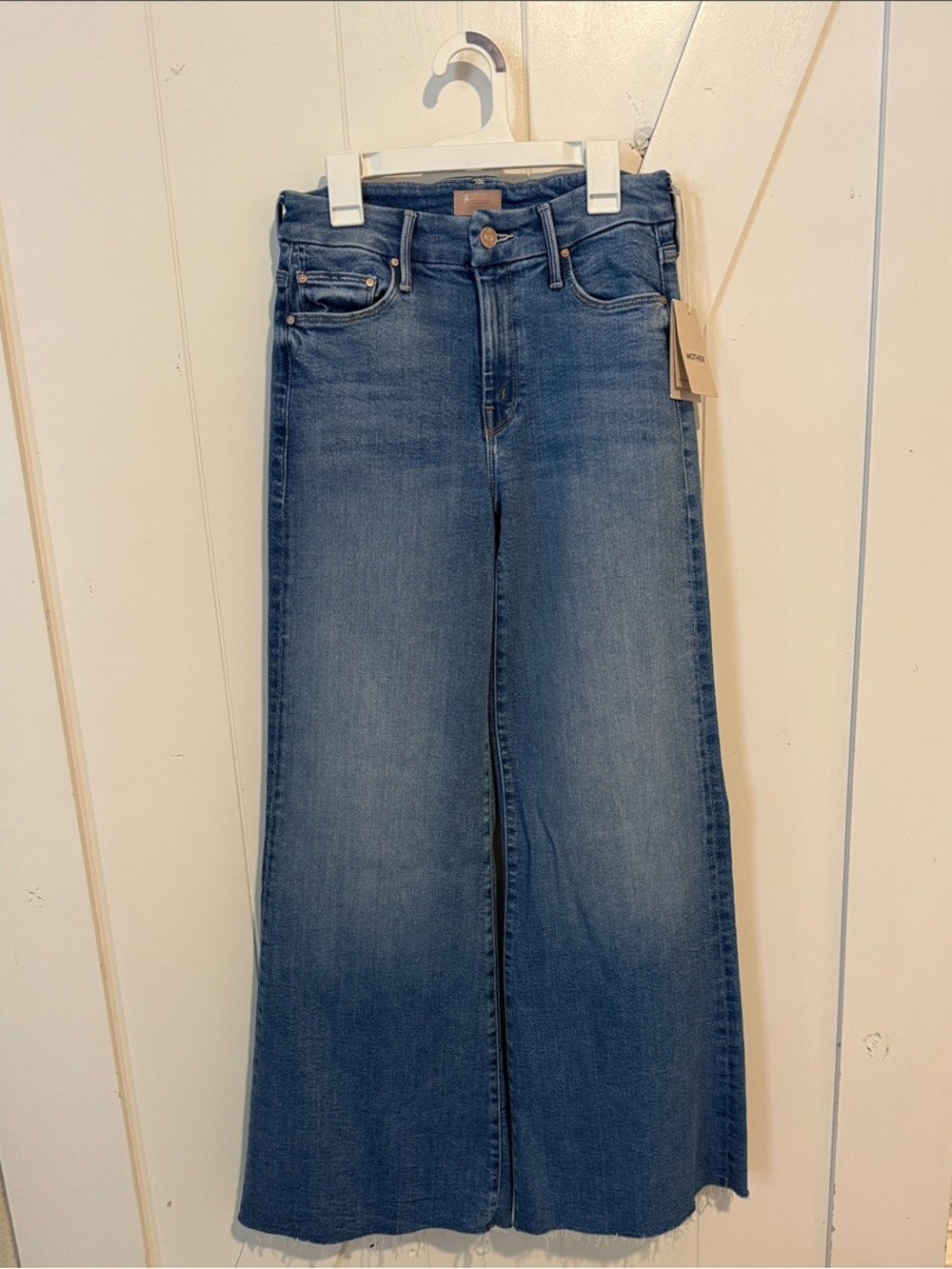 MOTHER Wide Leg Jeans in Medium Blue Wash